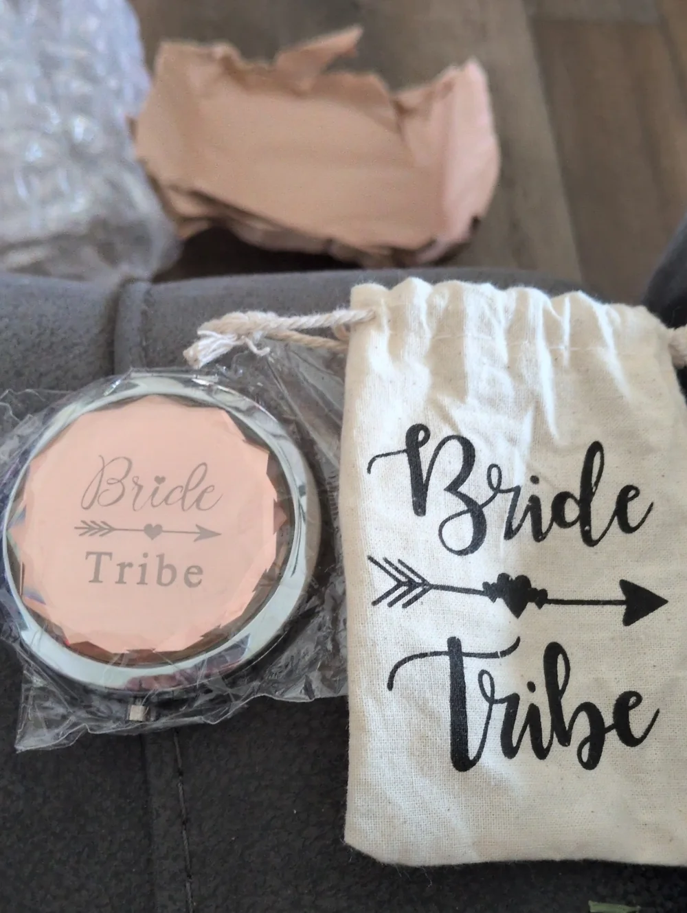 Bride Tribe Rose Gold Compact Mirror with Pouch